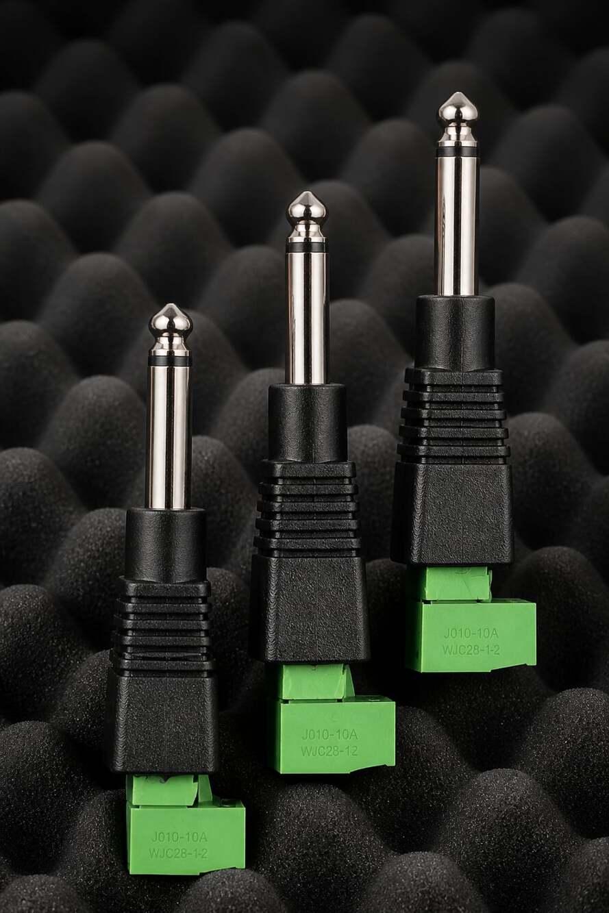 6.35mm Male to 2-Pin Terminal Block Audio Adapters 3-Pack